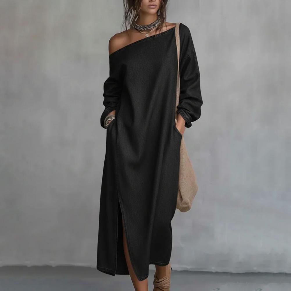 Linen Dress Wrap - Długa sukienka maxi damska z jednym
