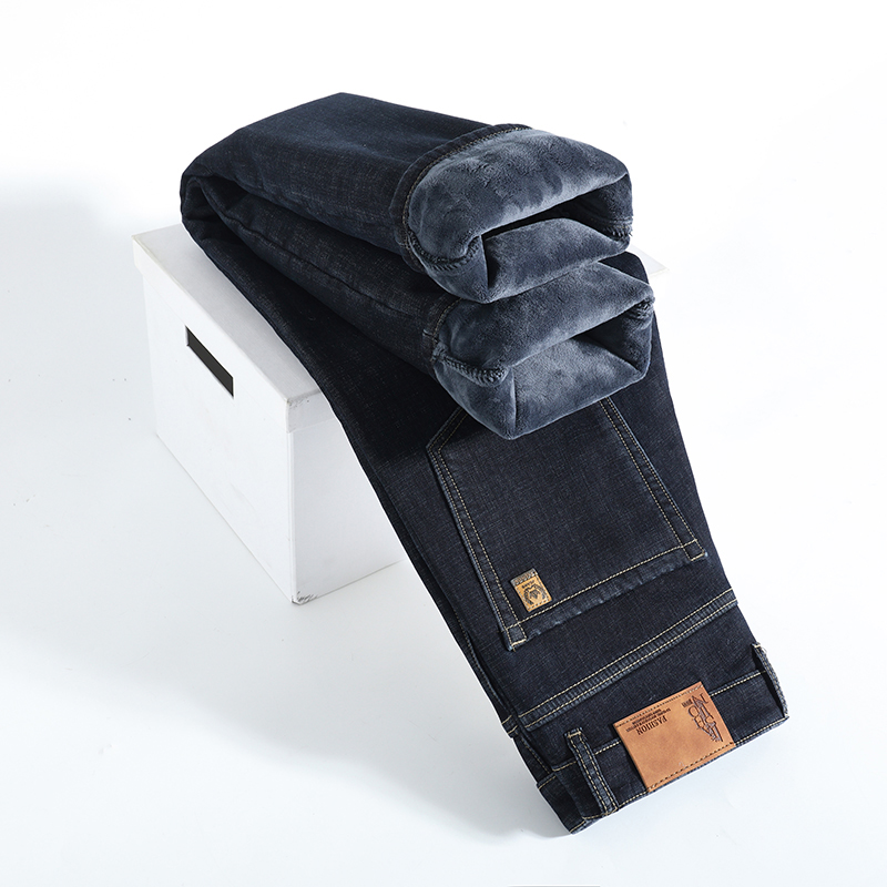 Levis Jeans 501 - Zimowe ocieplane jeansy męskie z polaru,
