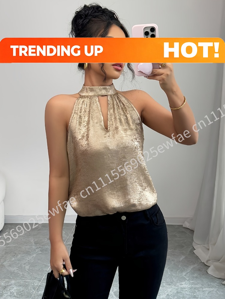 Szampańska Złota Błyszcząca Bl – Blouse Off Shoulder recenzja i cena
