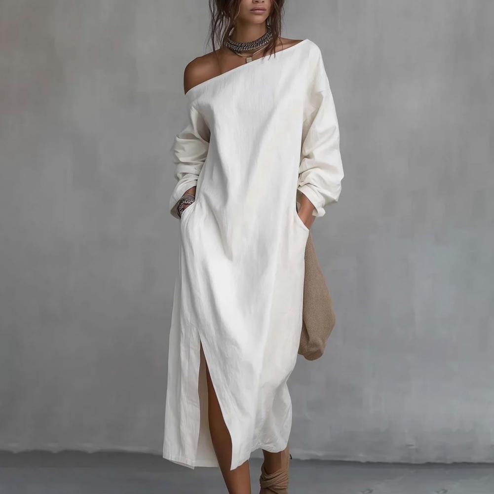 Długa sukienka maxi damska z j – Linen Dress Wrap recenzja i cena