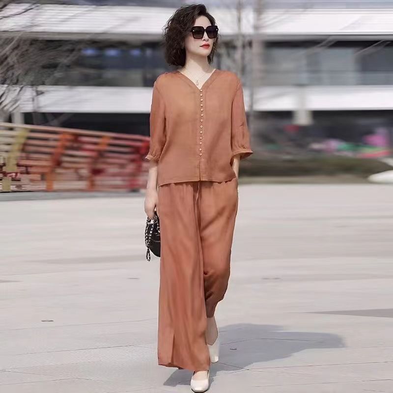 łniany i lniany zestaw damski  – Linen Pant Wide recenzja i cena
